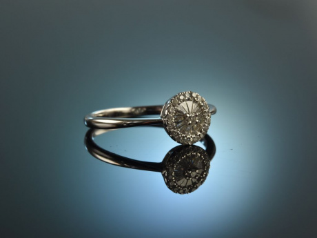 Very Sparkling! Sch&ouml;ner Diamant Verlobungs Ring 0,25 ct Wei&szlig; Gold 750