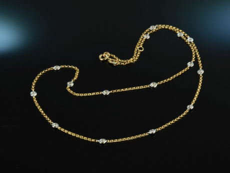 Diamond Necklace! Sch&ouml;ne Brillant Kette 0,4 ct Gelbgold und Wei&szlig; Gold 750