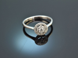 Edles Funkeln! Sch&ouml;ner Diamant Verlobungs Ring 0,4 ct Wei&szlig; Gold 750