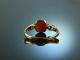 Um 1890! Historischer Sciacca Korallen Ring mit Diamant Rosen Gold 585