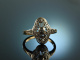 M&uuml;nchen um 1900! Sch&ouml;ner Jugendstil Ring Diamanten 0,2 ct Gold 585