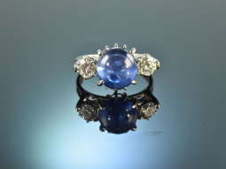 Meran um 1970! Feinster Ceylon Saphir Brillant Ring Wei&szlig; Gold 750