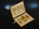 &Ouml;sterreich um 1850! Seltene Ohrringe und Brosche Gold 750 Diamanten Original Schatulle
