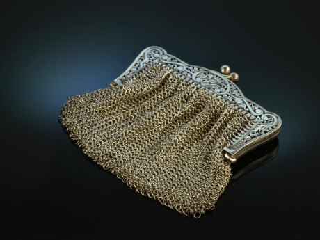 Vienna around 1890! Rare traditional costumes Dirndl silver purse as Charivari pendant