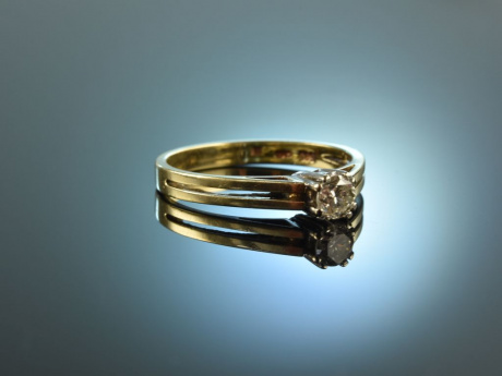 M&uuml;nchen um 1975! Feiner Vintage Verlobungs Ring Brillant 0,28 ct Gold 585
