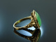 Um 1930! Sch&ouml;ner gr&uuml;ner Jade Ring Gold 585