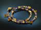 Warm Violet! Fancy bracelet 2 rows Amethyst Citrine Silver 925 gold plated