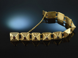 Siebenb&uuml;rgen um 1880! Au&szlig;ergew&ouml;hnliches Armband mit Granat Silber vergoldet
