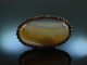 Vienna at 1900! Beautiful large striped agate brooch with garnet in silver