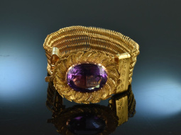 Seltenes Biedermeier! Edles elastisches Amethyst Armband aus Golddraht 585