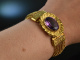 Seltenes Biedermeier! Edles elastisches Amethyst Armband aus Golddraht 585