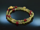 Pomegranate Kiss! Fancy Armband 2reihig Achat Lemon Citrin Peridot Silber 925 vergoldet