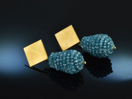 Sky Blue Drops! Trendige Ohrringe Blauer Zirkon Silber 925 vergoldet