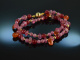 Juicy Fruits! Fancy Armband 2reihig Pink Saphir Karneol Achat Cherry Quarz Silber 925 vergoldet