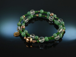 Elegant Emeralds! Fancy Armband 2reihig Smaragd Jade Green Amethyst Siber 925 rose vergoldet