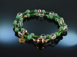 Elegant Emeralds! Fancy Armband 2reihig Smaragd Jade Green Amethyst Siber 925 rose vergoldet