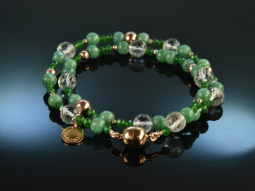 Elegant Emeralds! Fancy Armband 2reihig Smaragd Jade Green Amethyst Siber 925 rose vergoldet