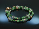 Elegant Emeralds! Fancy Armband 2reihig Smaragd Jade Green Amethyst Siber 925 rose vergoldet