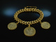 Around 1970! Chic vintage tank coin bracelet silver gold plated