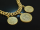 Around 1970! Chic vintage tank coin bracelet silver gold plated