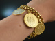 Around 1970! Chic vintage tank coin bracelet silver gold plated