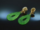 Green Mandala! Wundervolle Nephrit Tropfen Ohrringe Silber 925 vergoldet
