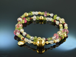 Spring Colors! Fancy Armband Peridot Granat Rosenquarz Cherryquarz Silber 925 vergoldet