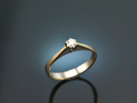 Um 1970! Klassischer Brillant Verlobungs Ring 0,15 ct Wei&szlig; Gold 585