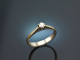 Um 1970! Klassischer Brillant Verlobungs Ring 0,15 ct Weiß Gold 585