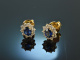 Feines Blau! Klassische Saphir Brillant Ohrringe Gold 750