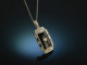 Art Deco style! Noble pendant with chain diamonds onyx sapphires white gold 750
