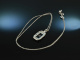 Art Deco style! Noble pendant with chain diamonds onyx sapphires white gold 750