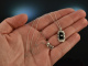 Art Deco style! Noble pendant with chain diamonds onyx sapphires white gold 750