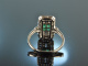 Great Gatsby! Eleganter Smaragd Diamant Ring Wei&szlig; Gold 750