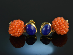 Orange and Blue! Schicke Ohrringe Karneol Lapislazuli Silber vergoldet