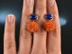 Orange and Blue! Schicke Ohrringe Karneol Lapislazuli Silber vergoldet