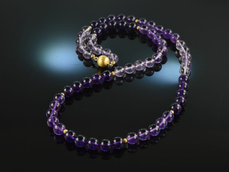 Around 1970! Beautiful long amethyst ball chain in gradient silver 925 gold plated