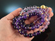 Around 1970! Beautiful long amethyst ball chain in gradient silver 925 gold plated