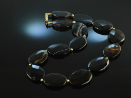 Around 1970! Extraordinary large striped agate necklace...