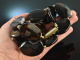 Around 1970! Extraordinary large striped agate necklace gold 750