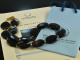 Around 1970! Extraordinary large striped agate necklace gold 750