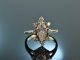 1975! Wonderful Diamond Navette Marquise Ring White Gold 585