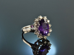 Um 1966! Feinster Vintage Amethyst Diamant Ring...
