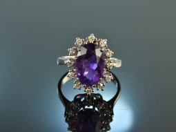 Um 1966! Feinster Vintage Amethyst Diamant Ring...