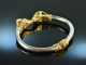 Around 1970! Chic vintage ram bangle silver 900 gold plated