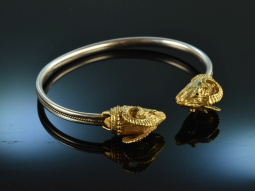 Around 1970! Chic vintage ram bangle silver 925 gold plated