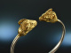 Around 1970! Chic vintage ram bangle silver 925 gold plated