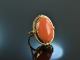 Holland um 1955! Fantastischer Vintage Lachs Korallen Ring Gold 585
