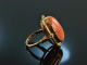 Holland um 1955! Fantastischer Vintage Lachs Korallen Ring Gold 585