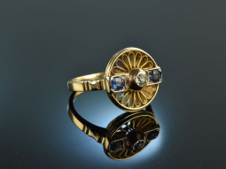 Um 1900! Wundervoller historischer Ring Saphire Diamant Gold 585